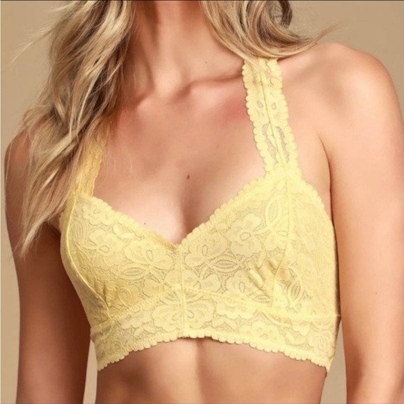 Free People Galloon Racerback Bra Lemon Water Ice Sizes Medium and XLarge - Picture 3 of 6